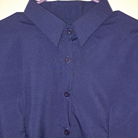Navy blue button up long sleeve collared bodysuit size Small - Picture 9 of 9